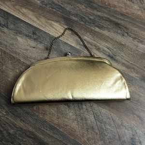Vintage Gold Metallic Hand Bag Clutch Bag